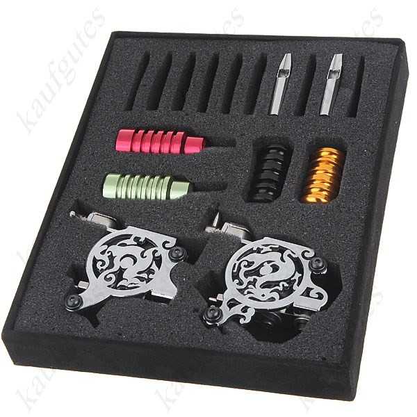 2x Profi Tattoomaschine Tattoo Maschine Komplett Set Ttowierung Ttowierung Maschine mit Koffer