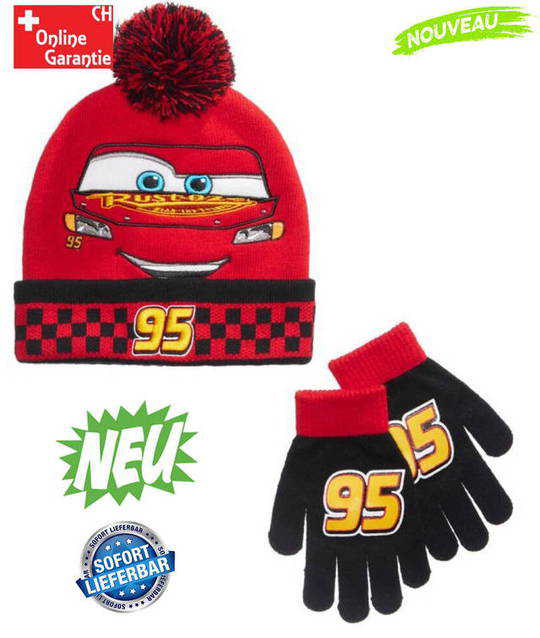 Disney Car Auto Lightning McQueen Winter Mtze Hut & Handschuh Set fr Kinder Junge Kindermtze Winter