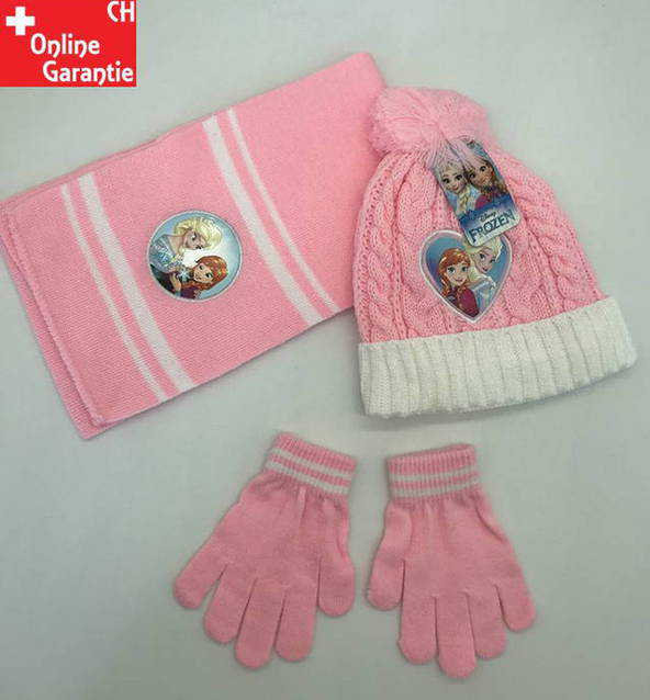 Disney Mdchen Mtze Schal und Handschuhe Set Wintermtzen fr Kinder Anna und Elsa aus Eisknigin warm bequem Bommelmtze tolle Strumpffller und Weihnachtsgeschenk fr Mdchen im Alter 2-8