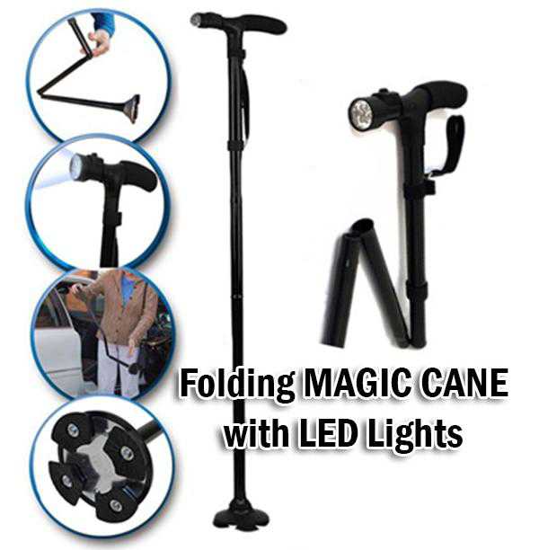 Faltbarer Gehstock mit LED Licht Trusty Cane Rentner Sicher verlsslich rutschfest Platzsparend