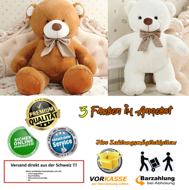 Gigantischer Teddybr XXL Plschbr Plsch Teddy Br 210cm 3 Farben Premium Brenfell Geschenk Weihnachten Kinder Freundin Neuware