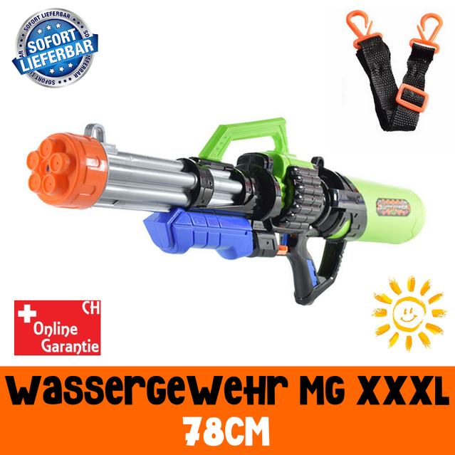 Gigantisches Wassergewehr Wasserpistole Wasser Pistole Gewehr XXXL MG Spielzeug Sommer 78cm 2.1L Tank Badi Kind Kinder Schweiz XXL Spielzeug Toy