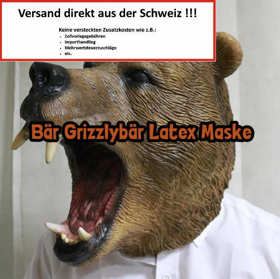 Grizzly Br Bren Maske aus Latex Tiermaske Halloween Fasnacht