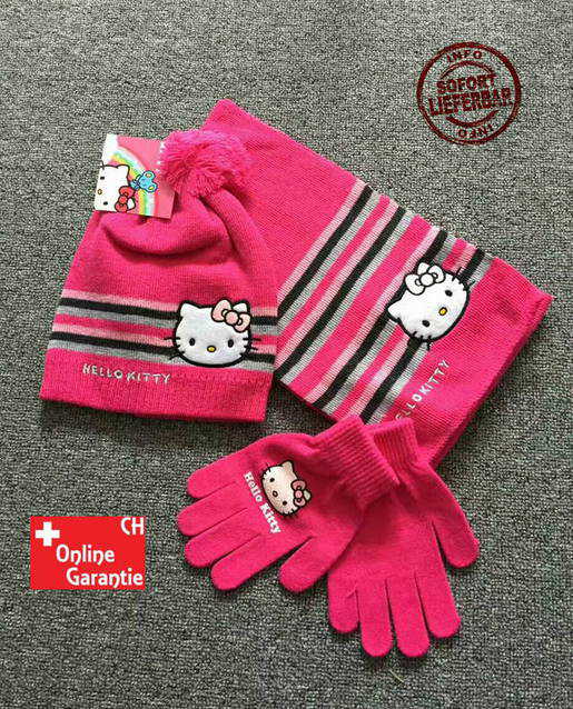 Hello Kitty Hellokitty Cap Mtze Handschuhe und Schal Mdchen Girl Winter Set