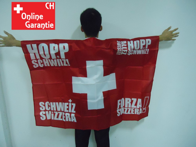 Hopp Schwiiz Allez Suisse Forza Svizzera Schweiz Switzerland Fan Flagge Fussball Hockey WM EM Umhngefahne