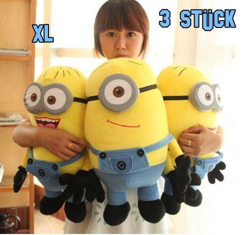 Ich - Einfach unverbesserlich Minions 3er Plsch Set Kevin, Stuart und Bob fr Zuhause Geschenk Kind Kinder Frau Freundin Deko Weihnachten Geburtstag Plschtier Kuscheltier Stofftier XL Grsse