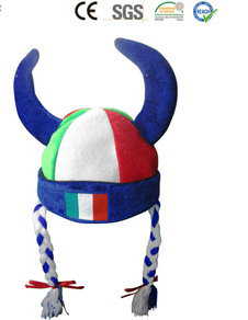 Italien Italy Fan Cap Percke Hrner Teufel Kappe Mtze Haare Flagge Fussball WM EM Support