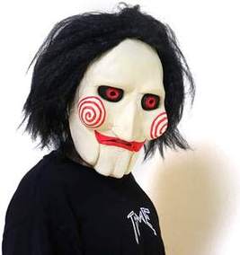 Jigsaw Puppet SAW Maske Latex Kunsthaar Fasnacht Halloween Kostm Kino TV Zubehr Accessoire