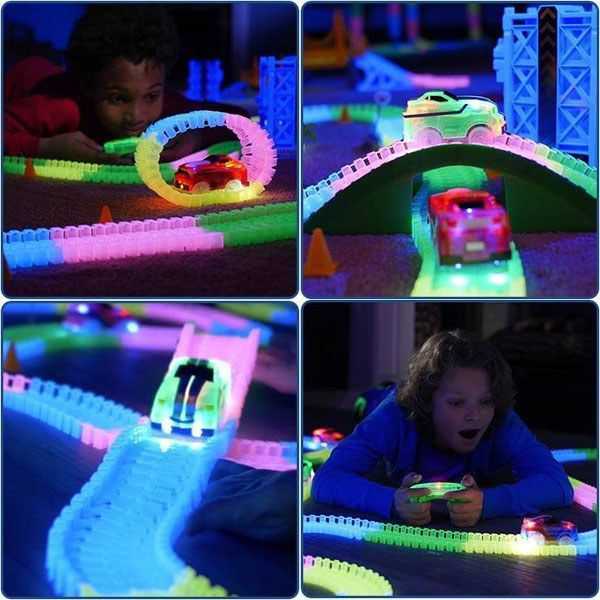 Magic Tracks Mega RC mit 2 ferngesteuerten Turbo Rennwagen Leuchtet Glow LED Spielzeug Hit Kind Kinder Weihnachten Geschenk Idee