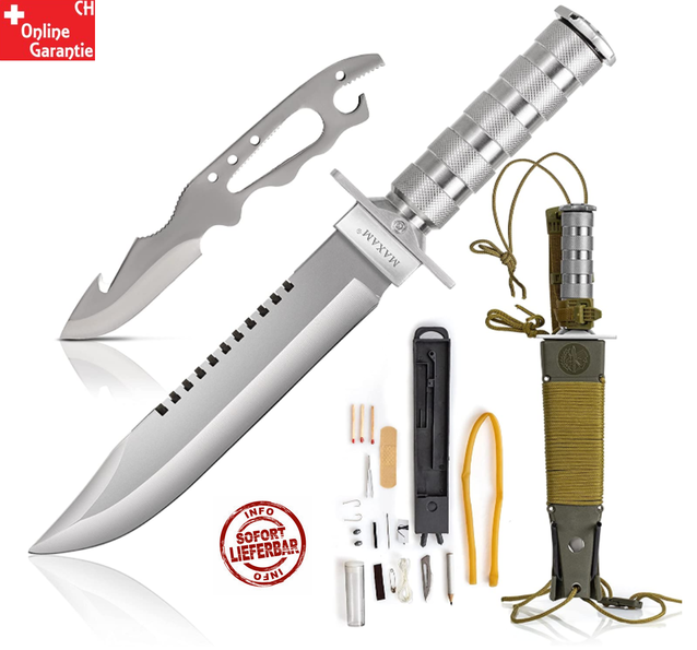 Maxam 12 tlg. Survival Messer Set berleben Knife berlebensmesserset Kompass Outdoor Camping Jagd Neu