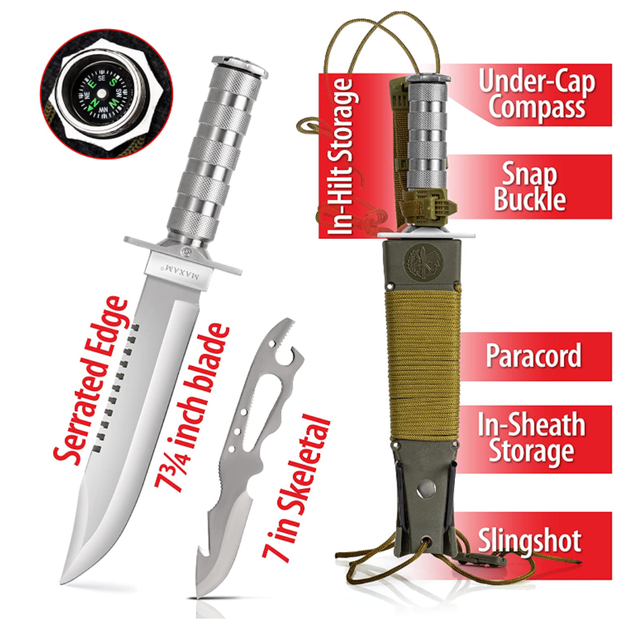 Maxam Profi Rambo Messer Survival 12tlg. berlebensmesser Kompass Set fr berleben Jger Wanderer Outdoor Camping Reisen Campen Outdoor Tool Zubehr Gadget