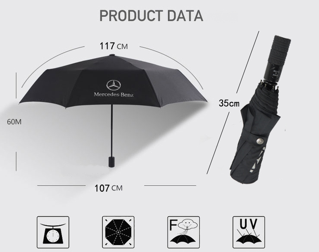 Mercedes-Benz Regenschirm Logo Taschenschirm Auto Zubehr Fan Accessoire Benz Fanartikel