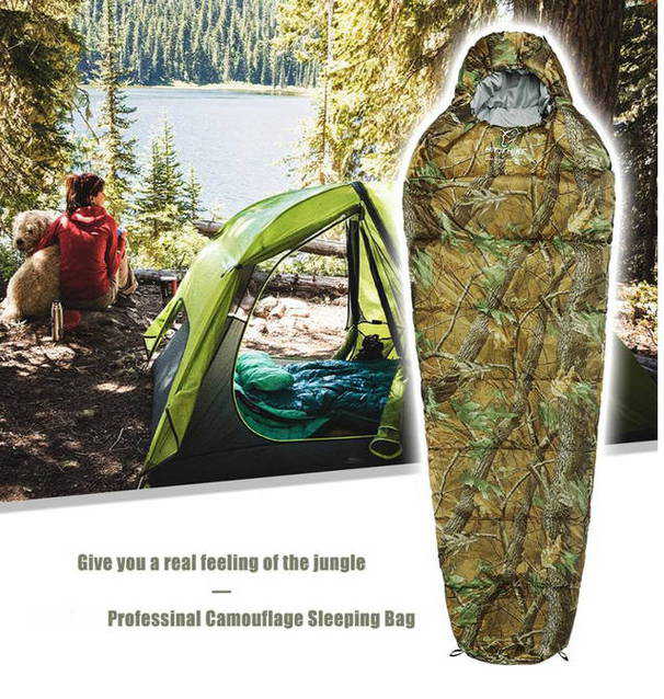 Militr Schlafsack Mumien Style Camouflage Mumienschlafsack Schlack Sack Matte Camping Outdoor Festival Konzert Wald Berge Jagd Tarn getarnt ca. 220 * 80cm vier Jahreszeiten geeignet