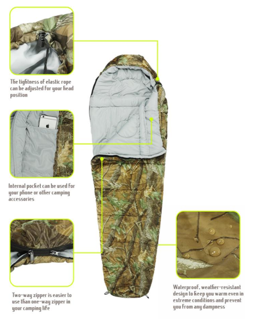 Militr Schlafsack Camouflage Mumienschlafsack Mumien Schlaf Sack Matte Camping Outdoor Festival Konzert Wald Berge Reise Reisen Tarn Zubehr getarnt ca. 220 * 80cm