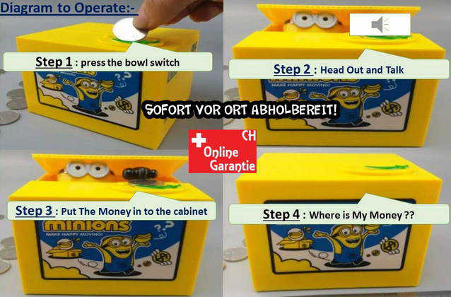 Minions Geld Sparbox Spardose Sparschein Geschenk Kinder Mnzen Sparen