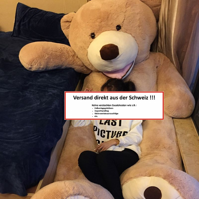 Plsch Br Teddybr Plschteddy Plschbr XXL Plschtier Teddy 260cm XXXL Braun Hellbraun Geschenk Kind Frau Freundin verliebte