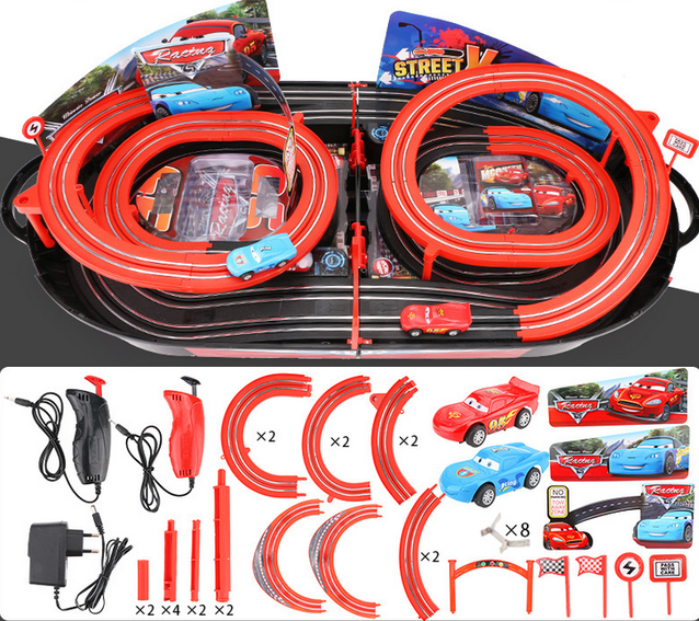 Portable Rennbahn im Koffer Car Cars Racing Auto Rennstrecke Geschenk Kinder Junge Koffer Reifen