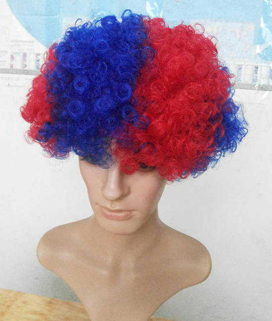 Rot Blau FCB Basel Percke Barcelona Fanpercke Haar Afro Fussball Fasnacht Party FcBasel