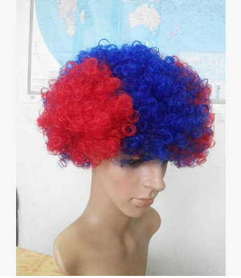 Rot Blau FCB Basel Percke Barcelona Fanpercke Haar Afro Fussball Fasnacht Party