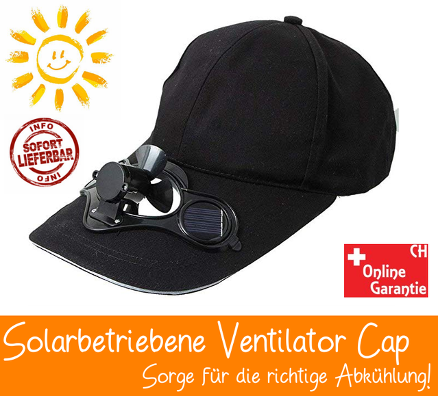 Solar Baseball Cap Mtze Kappe mit integriertem Mini Ventilator Sommer Gadget Solarkappe Sonne