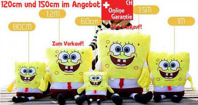 SpongeBob Schwammkopf Plsch Plschfigur Plschtier Geschenk Weihnachten Kind Kinder Deko 120cm XXL Gross