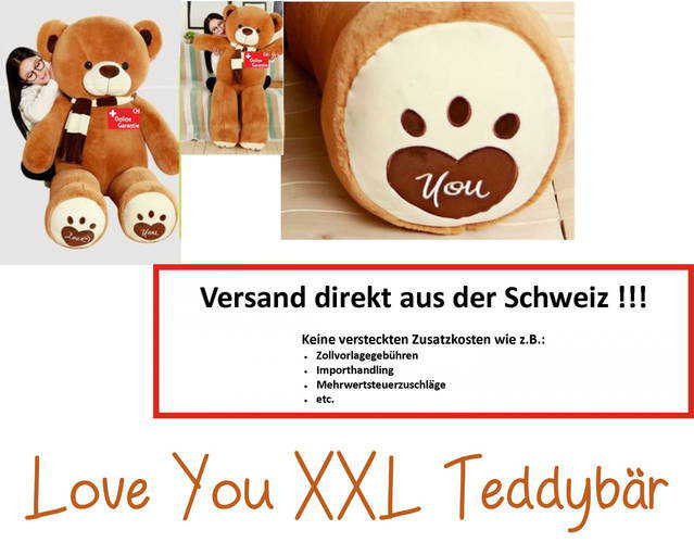 Teddy Br Teddybr XXL Plschtier Plschbr Tedi Prli Geschenk Frau Freundin Love You Liebe dich verliebt Geburtstag Schweiz