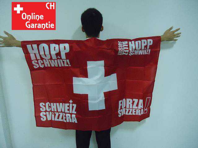 Umhang Schweizer Fahne Hopp Schwiiz Alles Suisse Forza Svizzera Schweiz Switzerland Fan Flagge Support Stadion Public Viewing Euro 2024