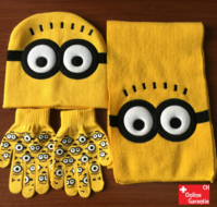 Ich  Einfach unverbesserlich Minion Minions 3 tlg. Set Kind Kinder Mtze Kappe Beanie Cap Schal und Handschuhen Winter Winterset Gelb Minionskleidung Kino Kult Schweiz