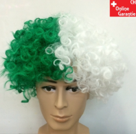 Grn Weiss Percke St. Gallen Fan Fussball Afro Haar Kostm Kunsthaar FC Grnweiss Weissgrn