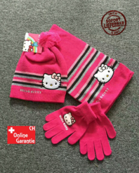 Hello Kitty Cap Mtze Handschuhe und Schal Mdchen Girl Winter Set Fan Pink Rosa