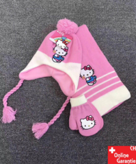 Hello Kitty Kinder Winter-Set 3 tlg. Winter-Mtze Schal Handschuhe - Einheitsgrsse fr Kinder Mdchen Fan Hellokitty HK