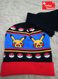 Pokemon Pokmon Pikachu Wintermtze Beanie Cap Mtze Kappe Handschuh Handschuhe Fan Set Winter Fan Kleidung Kleider Kind Kinder