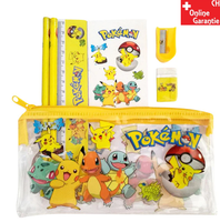 Pokmon Pikachu Schler Kinder Schreibwaren Set Etui Bleistift Radiergummi Anspitzer Bleistiftspitzer Spitzer Lineal kleiner Block Schreibset 7tlg. Set Fan Kindergarten Schule Primarschule Neu